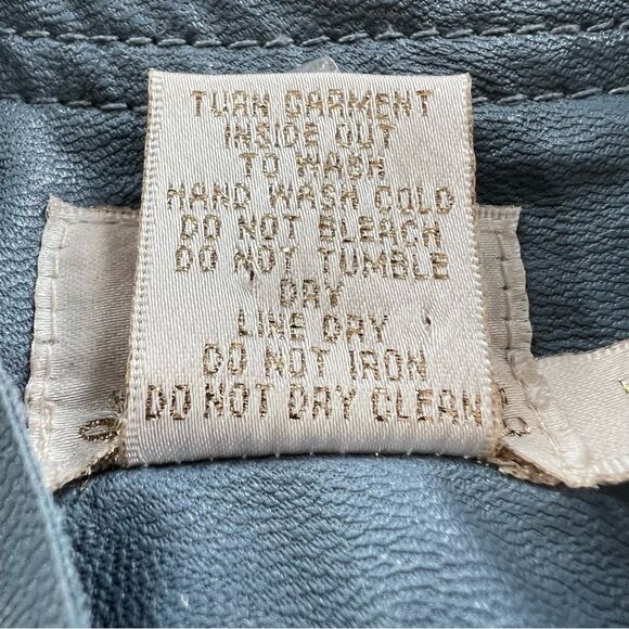 Hot In Hollywood Slate Faux Leather Ruffle Cottagecore Academia Jacket Blazer L - Picture 14 of 16